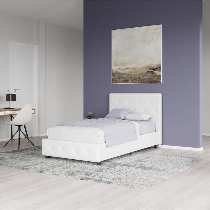 Dorel Home Atwater Living Dana Twin Upholstered Bed - White