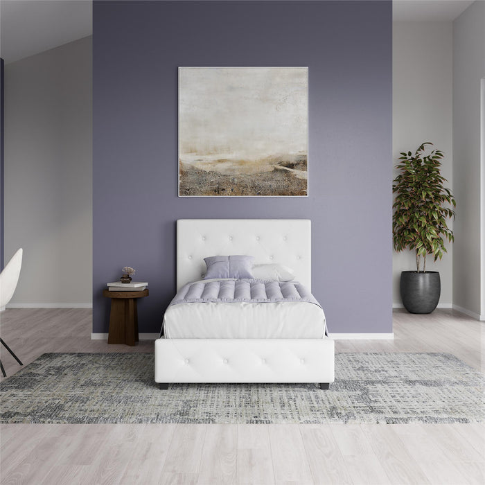 Dorel Home Atwater Living Dana Twin Upholstered Bed - White
