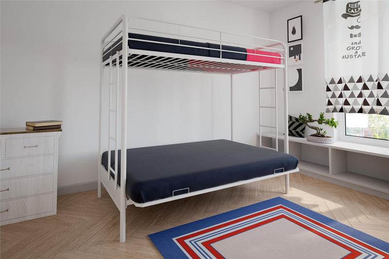 Atwater Living Metal TwinOverFuton Bunk Bed White The Brick