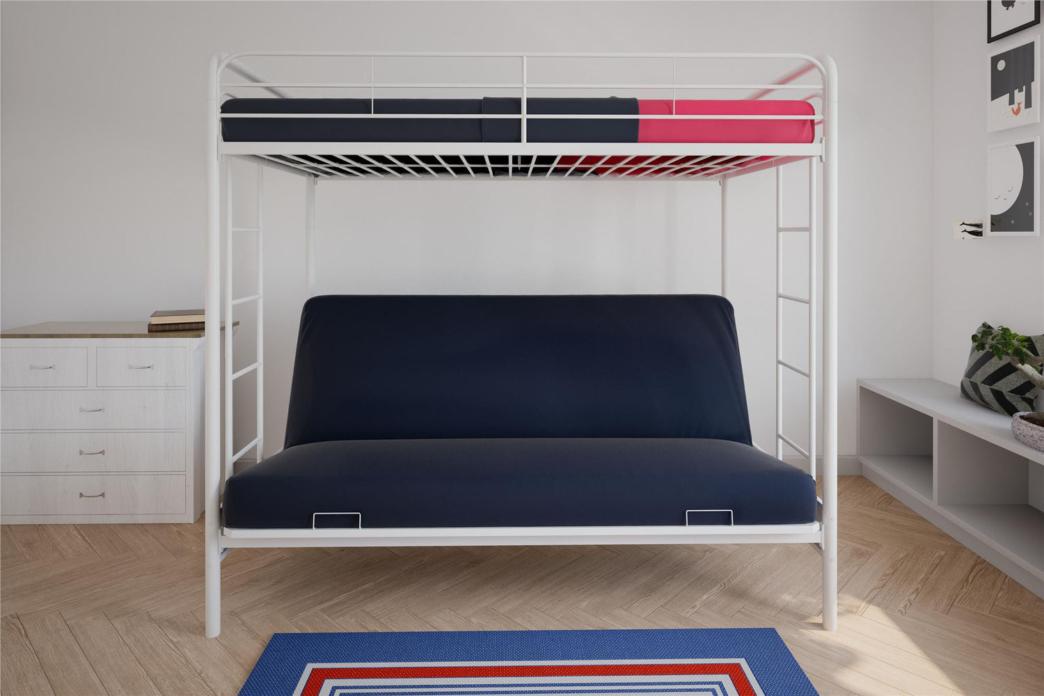 Atwater Living Metal Twin Over Futon Bunk Bed White The Brick