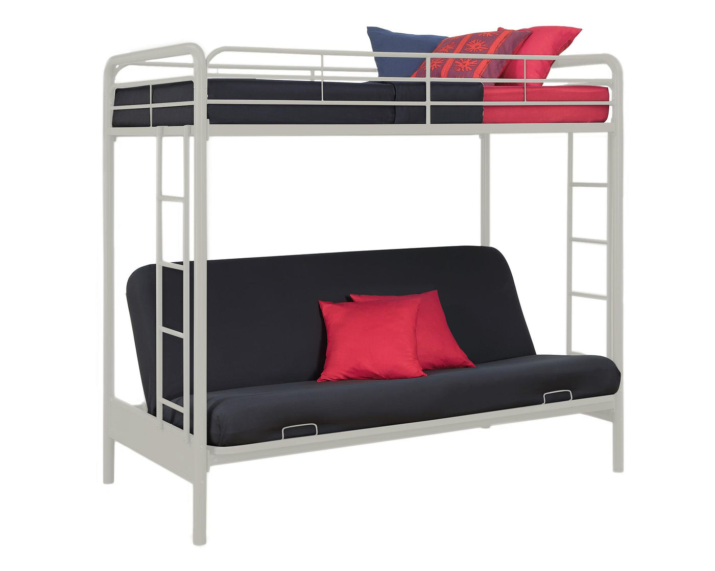 Atwater Living Metal Twin Over Futon Bunk Bed White