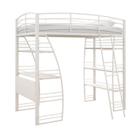 Dorel Home Atwater Living Lynn Twin Loft Bed with Integrated Desk and Shelves - White