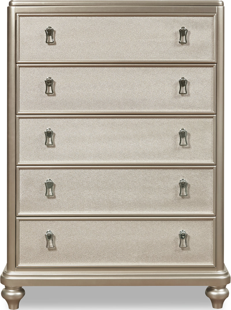Diva Chest - Glam style Chest in Silver Hardwood Solids and Birch Veneers