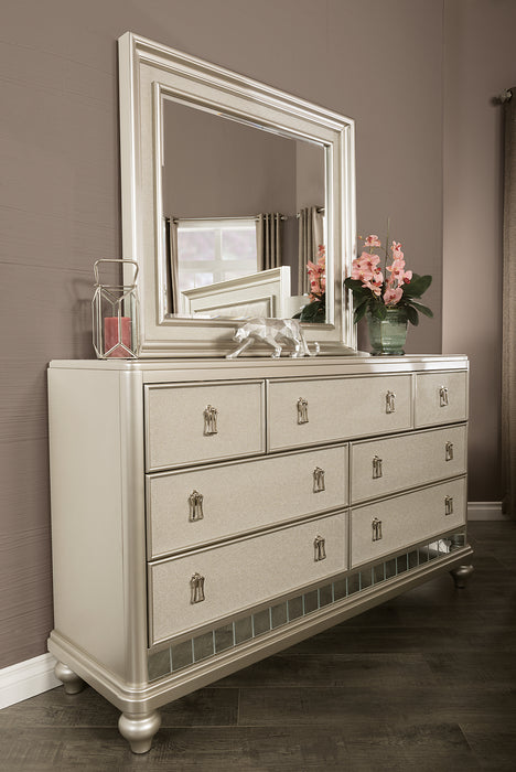 Diva 6pc Bedroom Set with Bed, Dresser, Mirror & Nightstand, Glam ...