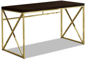 Emery Desk - Cappuccino and Gold