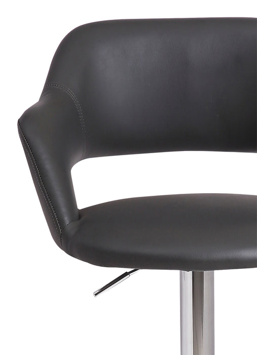 Finn Barstool with Swivel & Adjustable Seat, Vegan Leather Fabric, Metal - Grey
