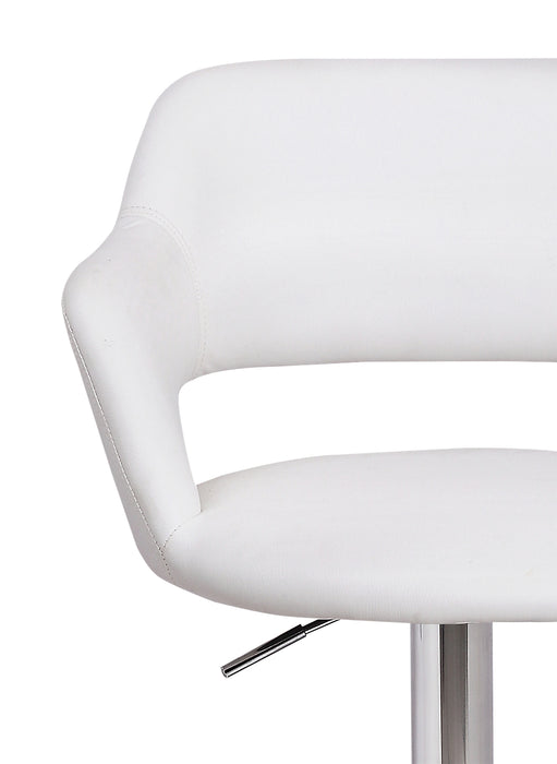 Finn Barstool with Swivel & Adjustable Seat, Vegan Leather Fabric, Metal - White