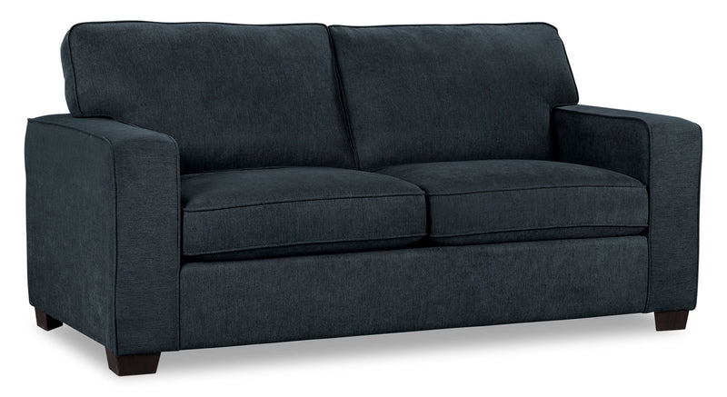 Made in Canada Fiona 58\" Chenille Fabric Twin-Size Sofa Bed with Track Arms - Navy Blue