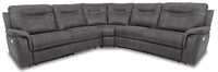 Floy 5-Piece Faux Suede Power Reclining Sectional with Power Headrest - Grey 