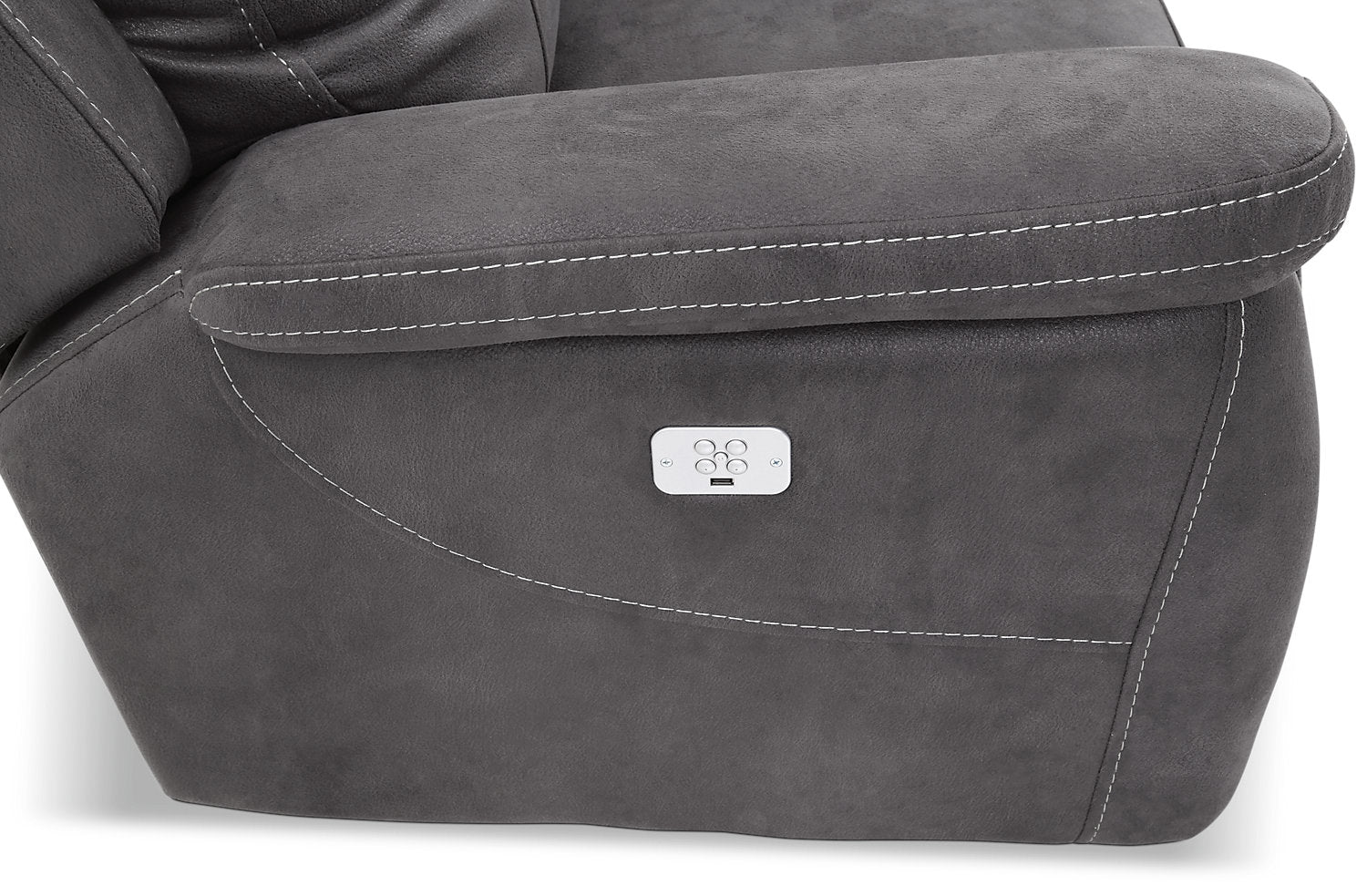 Floy 6 Piece Faux Suede Power Reclining Sectional with Power Headre. The Brick