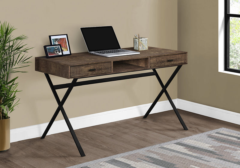 Flynn 47.25\" Reclaimed Wood-Look Office Desk with 2-Drawers - Brown