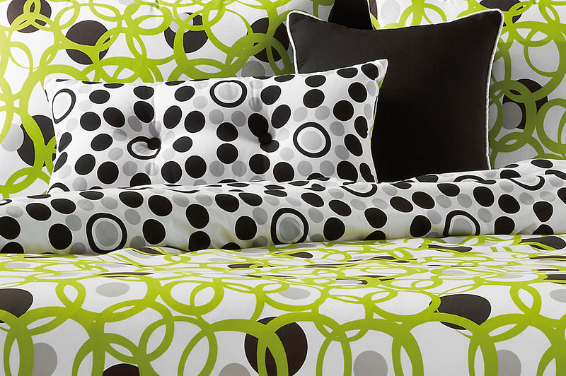 Full Circle Green Reversible 3 Piece Twin Duvet Cover Set