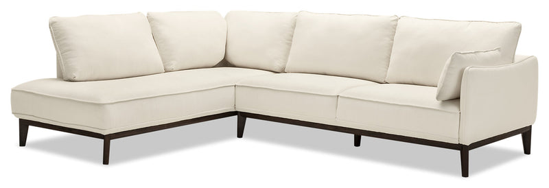Gena 2-Piece Linen-Look Fabric Left-Facing Sectional – Cotton - Modern style Sectional in Cream