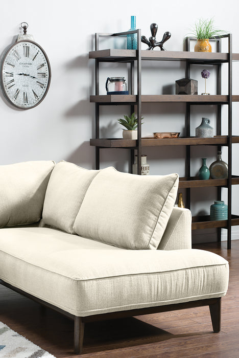 Cindy Crawford Home Gena 2-Piece Right-Facing Linen-Look Fabric Sectional with Wood Legs - Cotton White