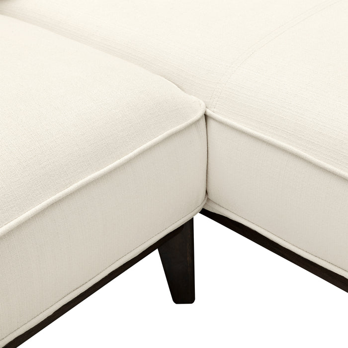 Cindy Crawford Home Gena 2-Piece Right-Facing Linen-Look Fabric Sectional with Wood Legs - Cotton White
