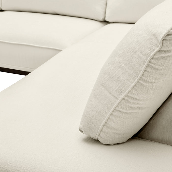 Cindy Crawford Home Gena 2-Piece Right-Facing Linen-Look Fabric Sectional with Wood Legs - Cotton White
