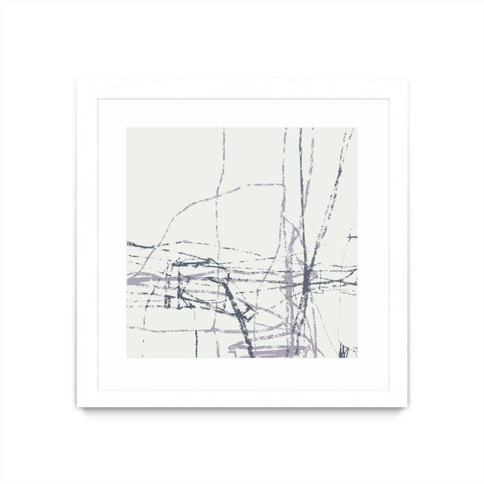 \"Chalk Doodles H\" Matted and Framed White 36x36 Wall Art