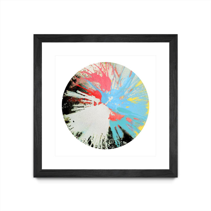 \"Spin Art 10\" Matted and Framed Black 30x30 Wall Art