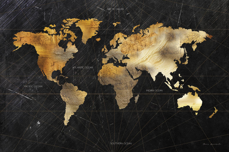 \"Dramatic World Map\" Giant Art 84x54 Wall Art