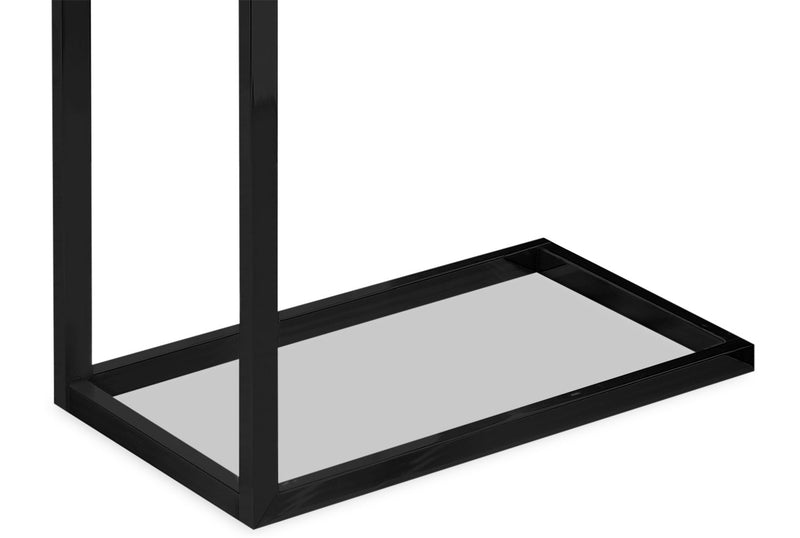 Harper 15.75\" Modern Chairside Table with Storage - Grey with Black Metal Legs