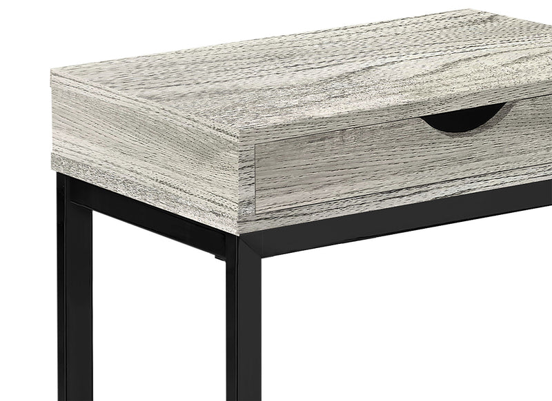 Harper 15.75\" Modern Chairside Table with Storage - Grey with Black Metal Legs