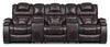 Hugo 5-Piece Genuine Leather Home Theatre Power Reclining Sectional - Brown