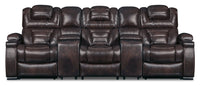 Hugo 5-Piece Genuine Leather Home Theatre Power Reclining Sectional - Brown 