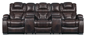 Hugo 5-Piece Genuine Leather Home Theatre Power Reclining Sectional - Brown