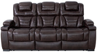 Hugo Genuine Leather Power Reclining Sofa - Brown | The Brick