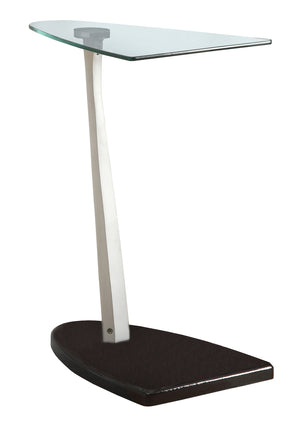 Glossy Black Silver with Tempered Glass Accent Table|Table d’appoint argentée et noir lustré avec verre trempé|D90FONL3