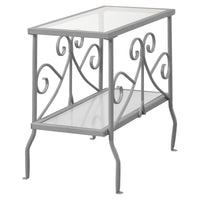 Silver Metal with Tempered Glass Accent Table