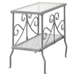 Silver Metal with Tempered Glass Accent Table