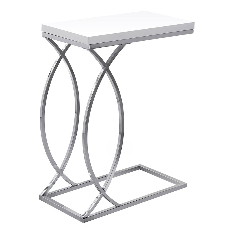 Glossy White with Chrome Metal Accent Table