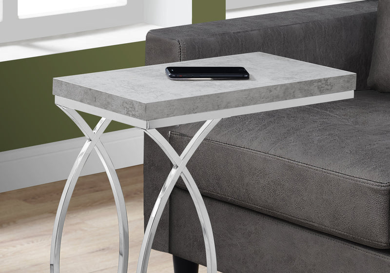 Grey Cement with Chrome Metal Accent Table