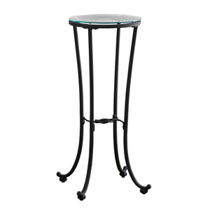 Hammered Black Metal with Tempered Glass Accent Table