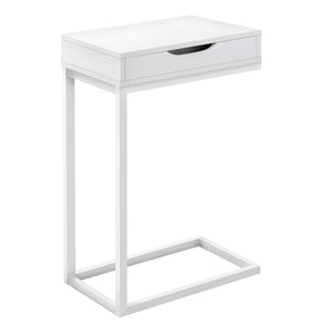 White and Metal with A Drawer Accent Table