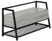 Grey Wood-Look and Black Metal Bench