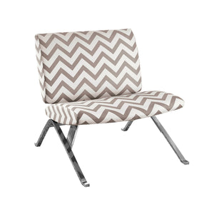 Dark Taupe Chevron with Chrome Metal Accent Chair