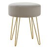 Beige Fabric and Gold Ottoman