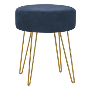 Blue Fabric and Gold Ottoman