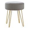 Grey Fabric and Gold Ottoman