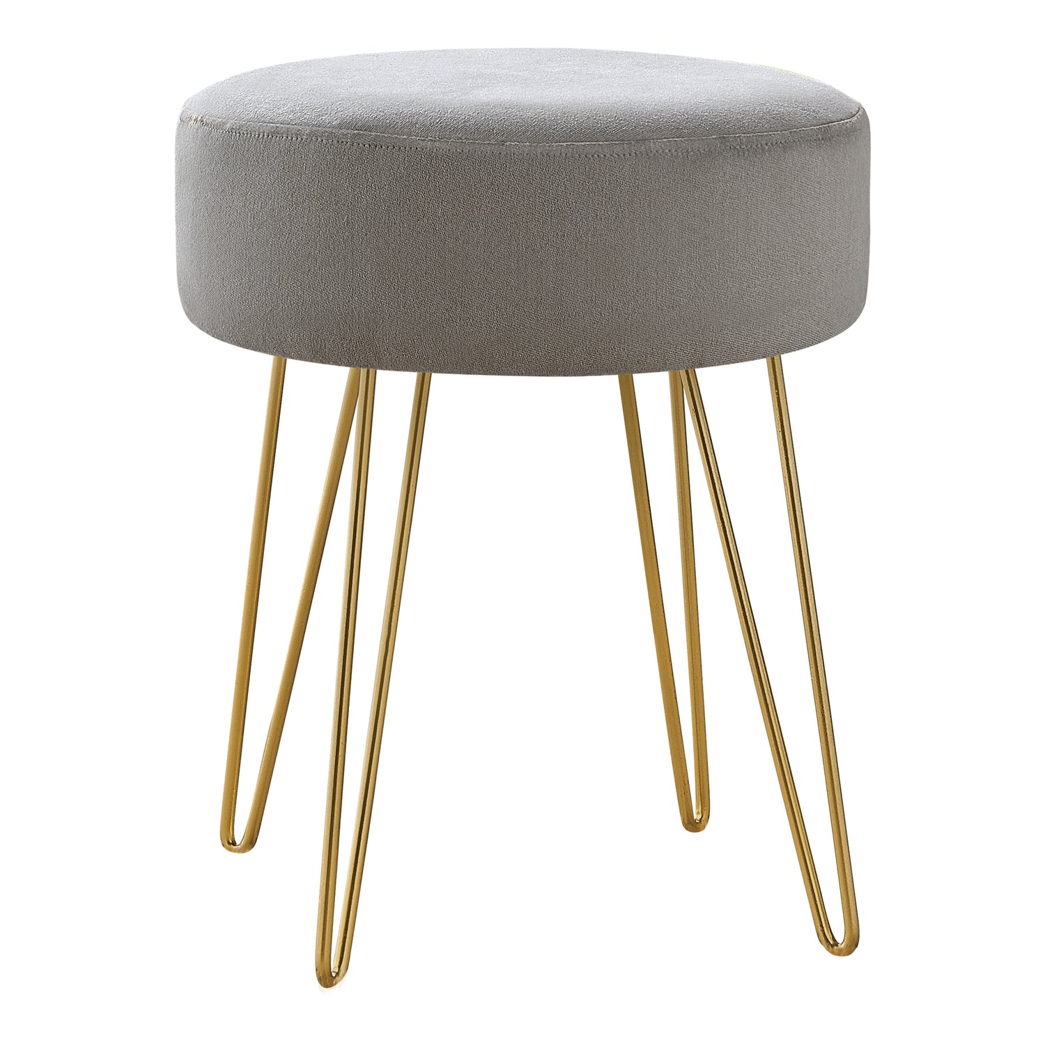 Grey Fabric and Gold Ottoman The Brick