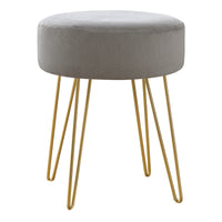 Grey Fabric and Gold Ottoman