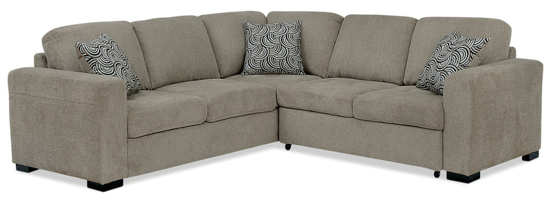 Izzy 2-Piece Chenille Sectional with Right-Facing Sleeper Bed – Platinum