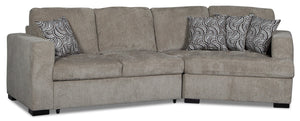 Izzy 2-Piece Chenille Sleeper Sectional with Right-Facing Cuddler - Platinum | Sofa-lit sectionnel Izzy 2 pièces en chenille avec fauteuil arrondi de droite - platine | IZZPLRC2