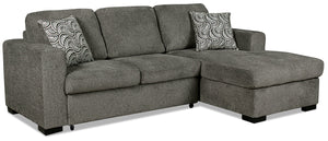 Izzy 2-Piece Chenille Right-Facing Sleeper Sectional - Pewter | Sofa-lit sectionnel de droite Izzy 2 pièces en chenille - étain | IZZPWRS2