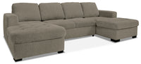 Izzy 3-Piece Chenille Sleeper Sectional with 2 Chaises - Platinum 