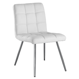 2pcs White Leather-look Chrome Dining Chair