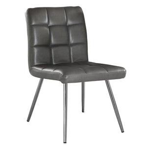 2pcs Grey Leather-look Chrome Dining Chair