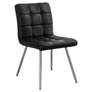 2pcs Black Leather-look Chrome Dining Chair